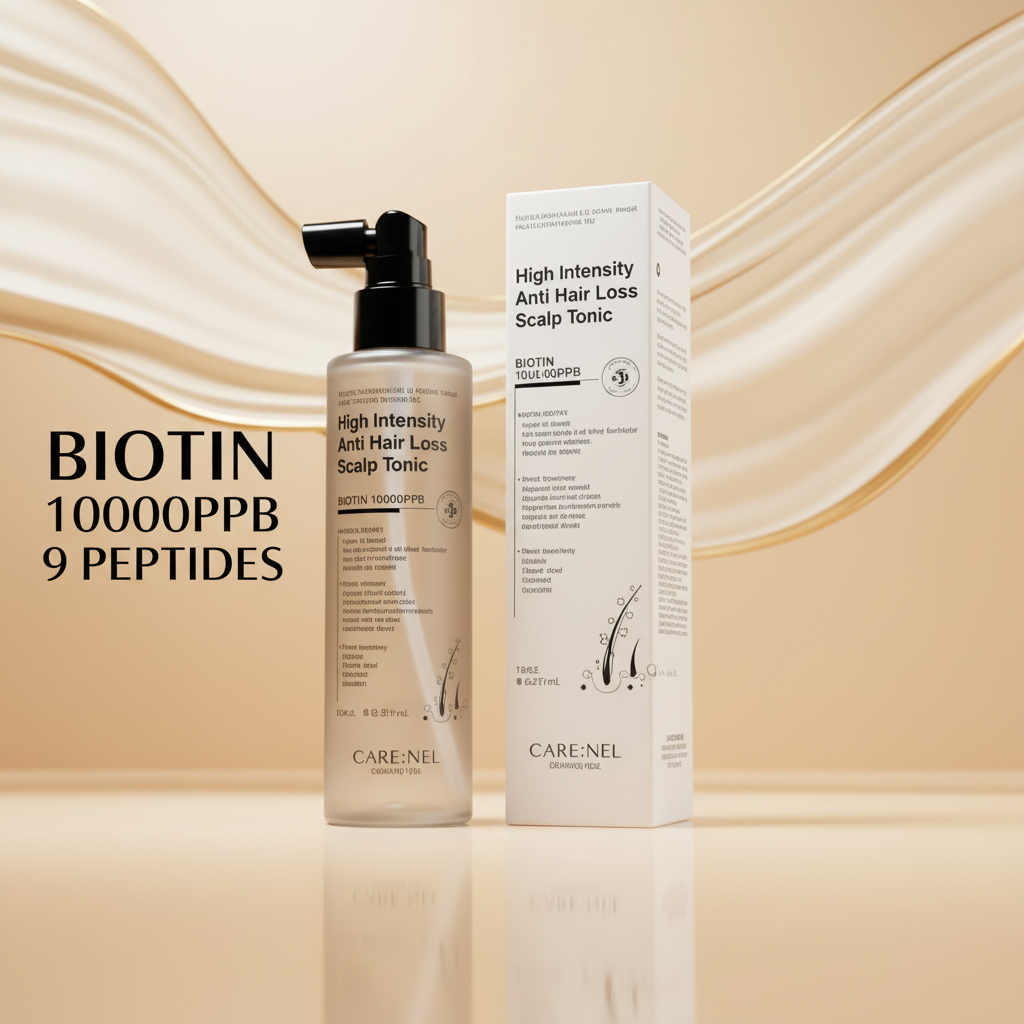 CARE:NEL Scalp Tonic cream gold luxury editorial
