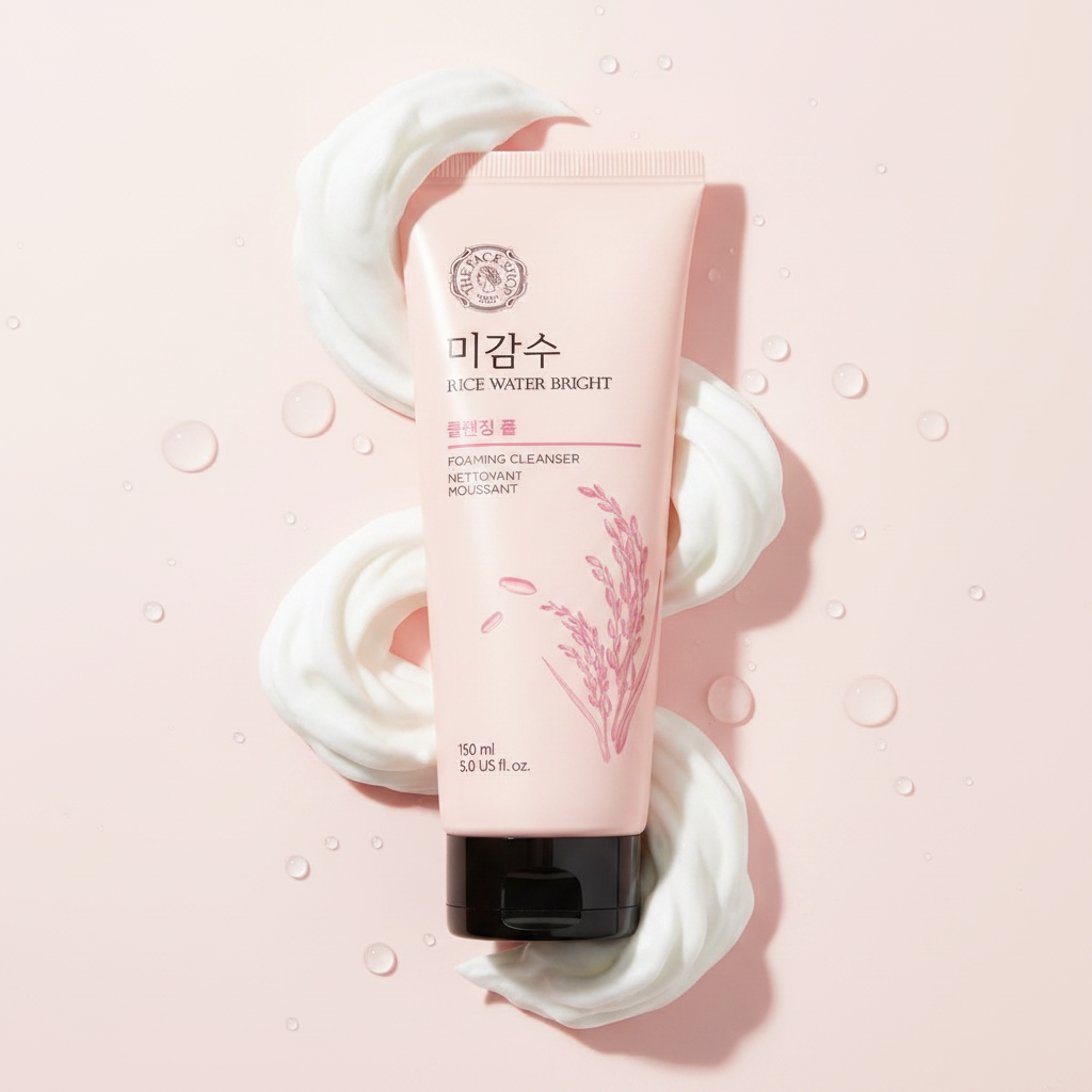 The Face Shop Rice Water Bright Foaming Cleanser - Foam Texture Shot